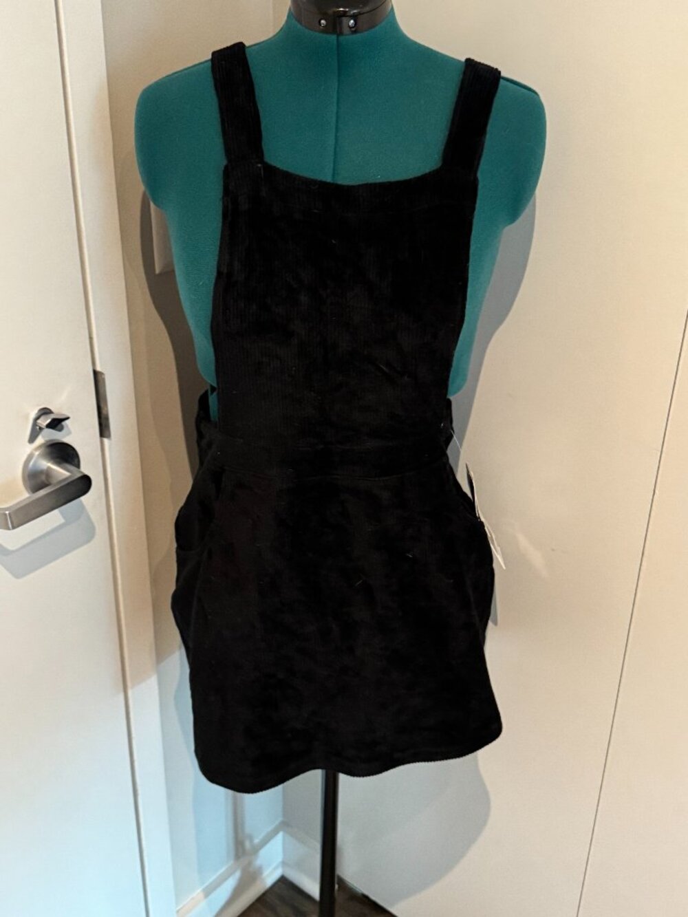 ReWash Black Corduroy Overall Mini Dress NWT XL